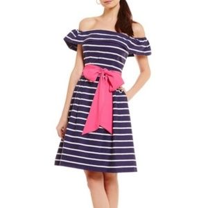 Eliza J Navy Off-the-Shoulder Dress